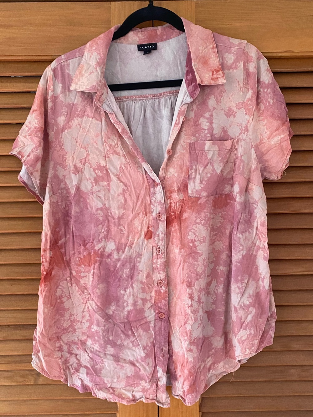 torrid Pink & Coral Tie-Dye Button Down Shirt 14/16 (torrid size 1)